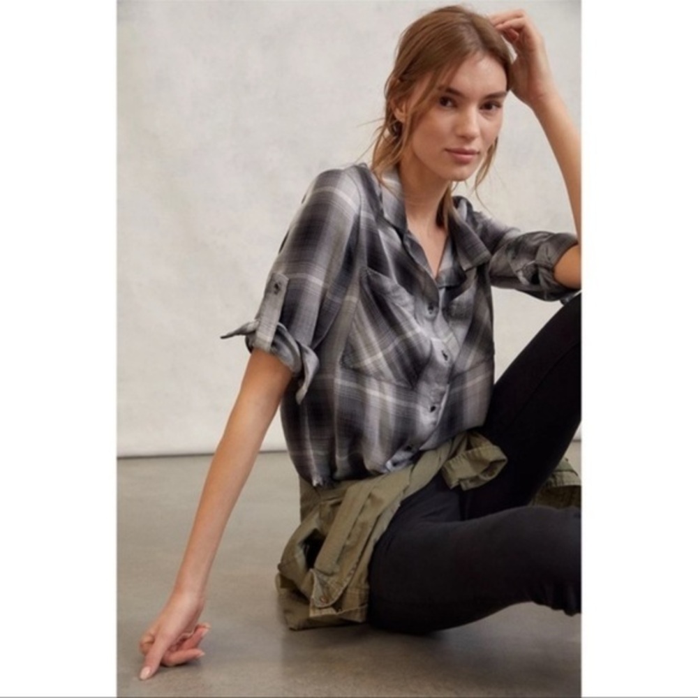 Cloth & stone for Anthropologie plaid oversized button down‎ shirt